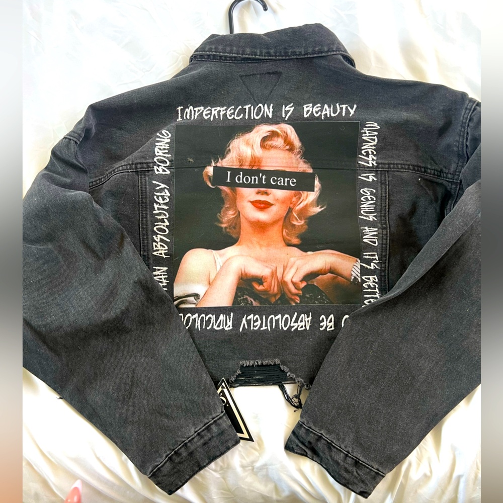 Brand new with tag cropped black washed denim Marilyn Monroe jacket M/L